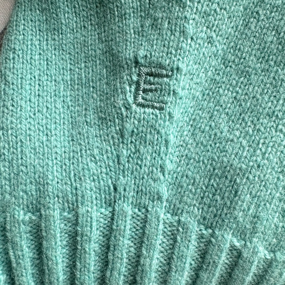 Everlane Recycled Cashmere Cozy Cropped Hooded Sweater - Teal size medium - Picture 3 of 4